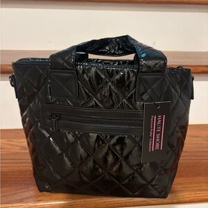 HAUTE SHORE Glossy Black Quilted Purse new w tags
